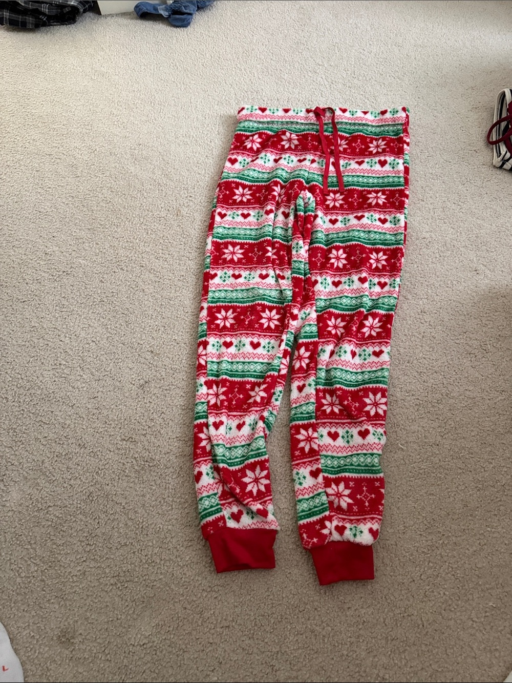 Secret Treasures Red, Green and White Fair Isle Kids Pajama Bottoms
